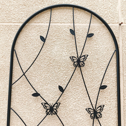 Black Iron Garden Trellis for Outdoor Climbing Plants and Patio Decor