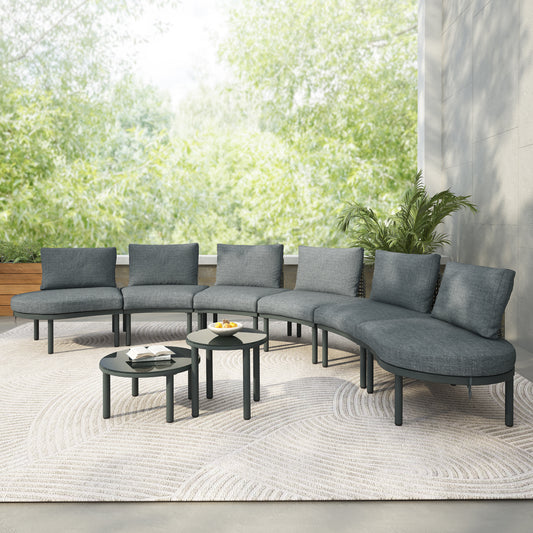 Gray 8-Piece Weather Resistant Patio Sectional Sofa Set for Outdoor