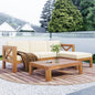 5-Piece Outdoor Wood Sectional Sofa Set with Beige Cushions, Natural Finish
