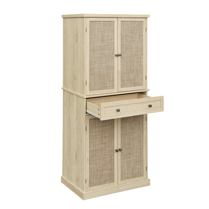 4 Door Cabinet with 1 Drawer, with 4 Adjustable Inner Shelves, Storage Cabinet