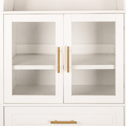 71" White Farmhouse Kitchen Pantry Cabinet with Glass Door - image 19