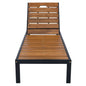 Outdoor Chaise Lounge Chair with Adjustable Backrest, Acacia Wood Slats, and Black Steel Frame for Poolside and Patio