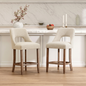 Bar Stools Set of 2, Upholstered Counter Height Bar Stools, Modern Counter Stools with Wood Legs for Kitchen Island Dining Room Bar