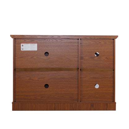 48.66" x 15.55" x 34.06" Spacious size sideboard 3 clear tempered glass doors buffet with adjustable shelf, MDF with dark OAK decorative laminates storage cabinet for dinning room, kitchen,living room