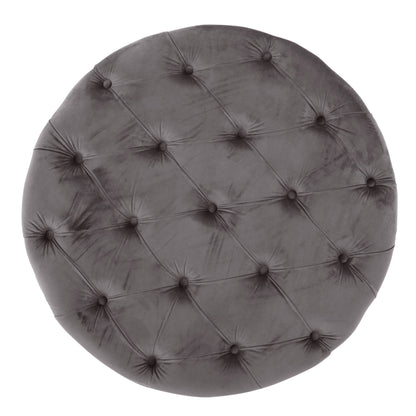 Grey Velvet Footstool - 29.5" Ottoman for Bedroom
