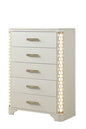 Jasmine 5-Drawer Chest with side LED Lightning made with Wood in Beige