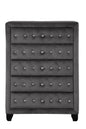 Sophia Modern Style Crystal Tufted Upholstery 5-Drawer Chest finished with Velvet Fabric made with Wood in Gray