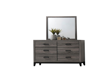 Sierra 6-Drawer Dresser - Gray Wood Modern Bedroom Storage
