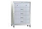 Sterling Mirror Framed 5-Drawer Chest Made With Wood in Silver Color