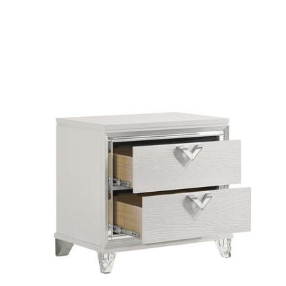 Silver Wood Nightstand with 2 Drawers - Modern Bedroom Storage