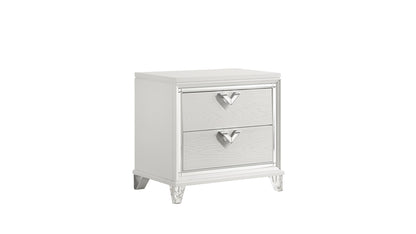 Silver Wood Nightstand with 2 Drawers - Modern Bedroom Storage