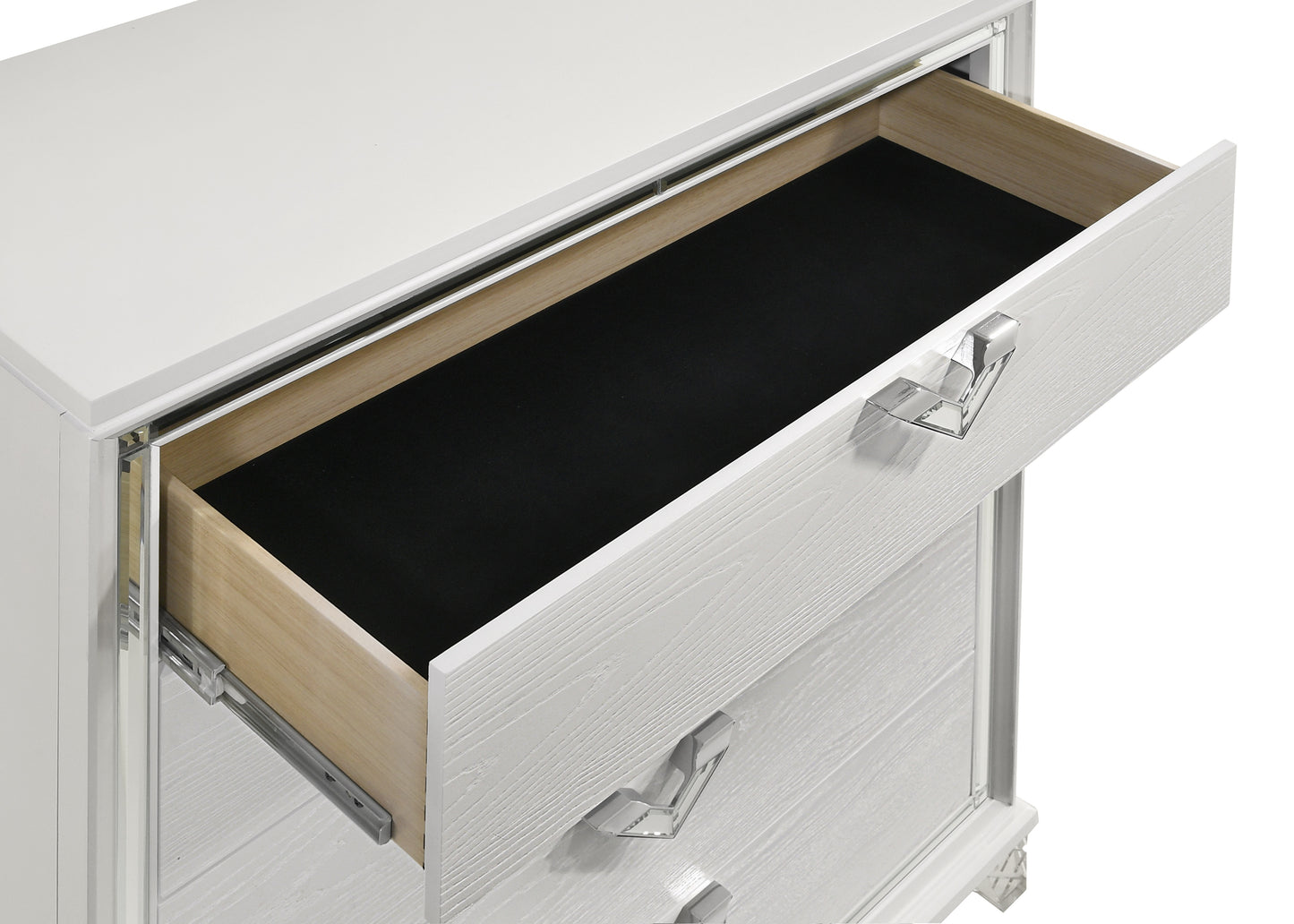 Silver Wood Nightstand with 2 Drawers - Modern Bedroom Storage
