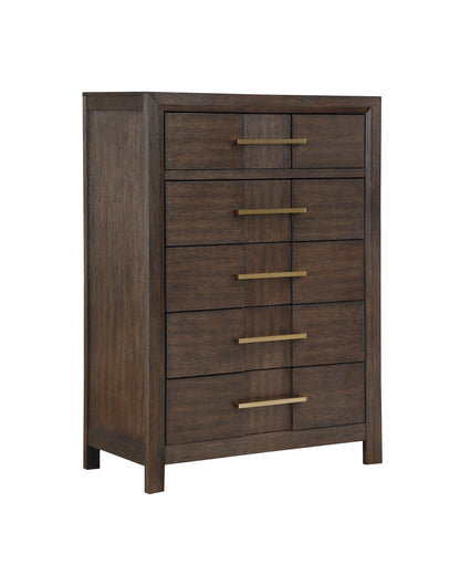 Kenzo Modern Style 5-Drawer Chest Made with Wood in Walnut