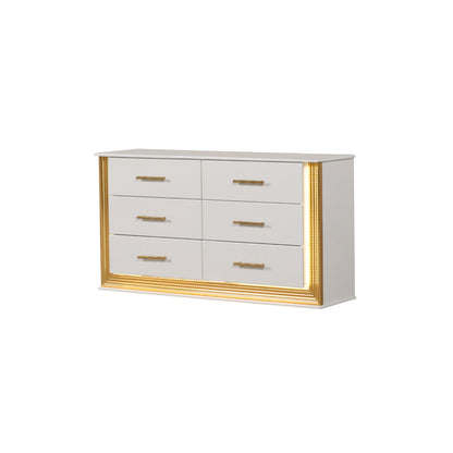 Obsession Contemporary Style 6-Drawer Dresser Made with Wood & Gold Finish(Includes Only dresser)