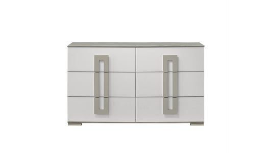 Olivia Contemporary Style 6- Drawer Dresser Made with Wood in White. (INCLUDES DRESSER ONLY)