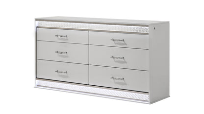 Glam Modern Style 6- Drawer Dresser Made with Wood in White (INCLUDES DRESSER ONLY)