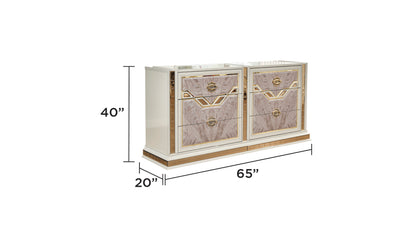 Omari Modern Dresser - 6 Drawers Beige Wood