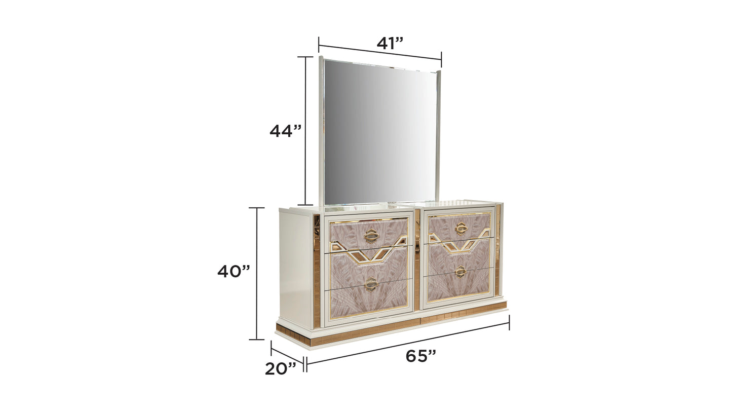 Omari Modern Dresser - 6 Drawers Beige Wood