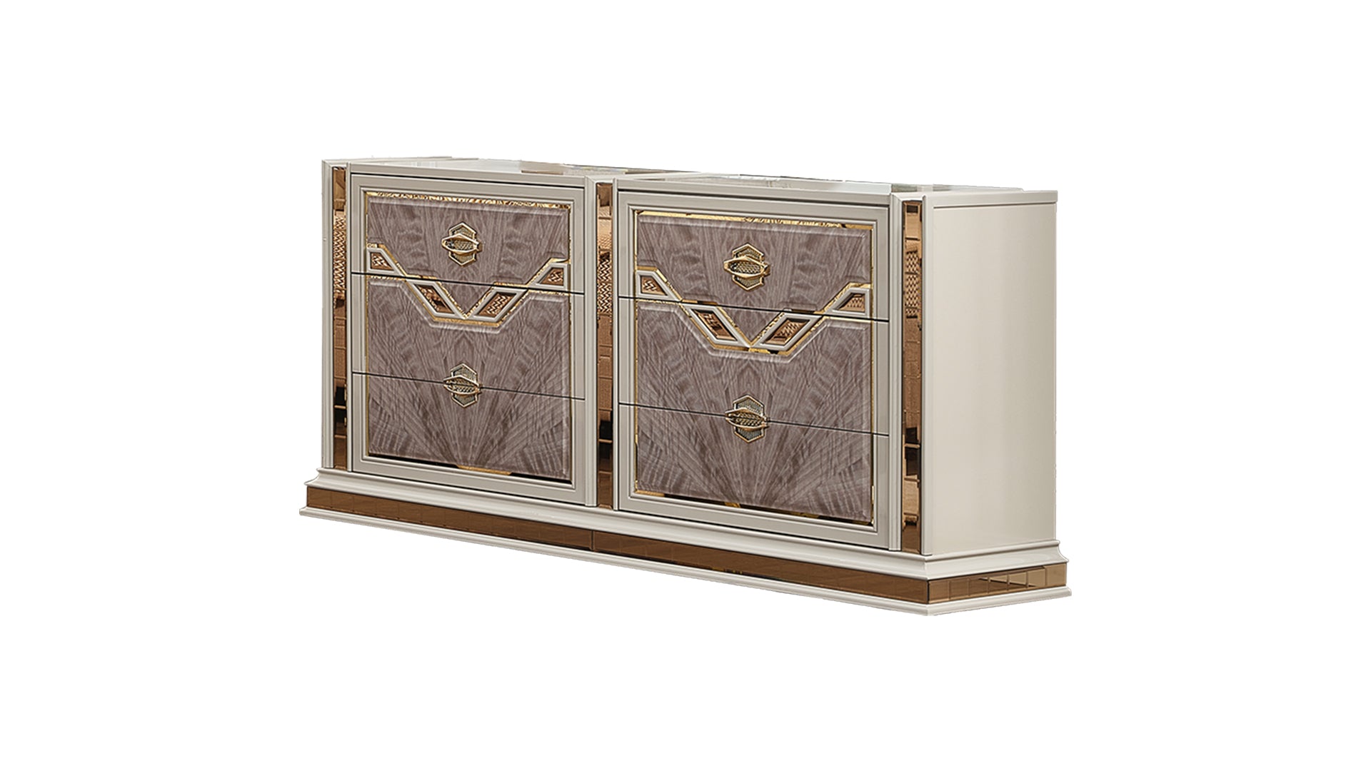 Omari Modern Style 6- Drawer Dresser(INCLUDES ONLY DRESSER) Made with Wood and Gold Accents in Beige