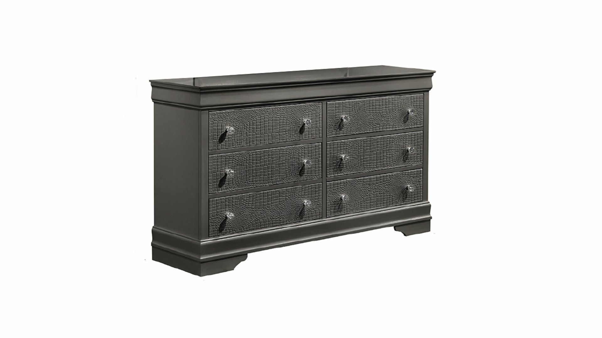 Blaze Modern Style 6-Drawer Dresser Made with Wood in Metallic Gray(Only Dresser)