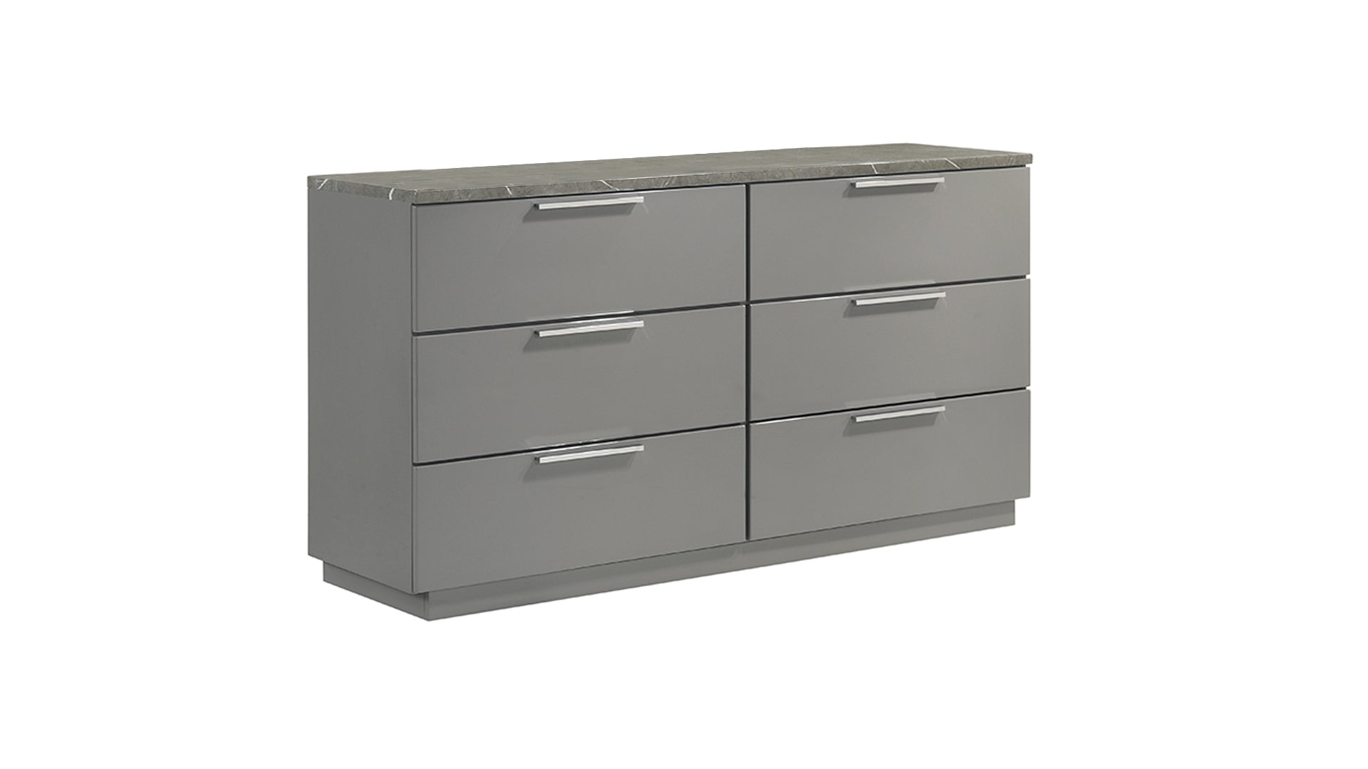 Elara Dresser – Two-Tone High-Gloss Marble & Lacquer Finish with Spacious Drawers and Metal-Finished Legs- Gray (Includes Dresser Only)