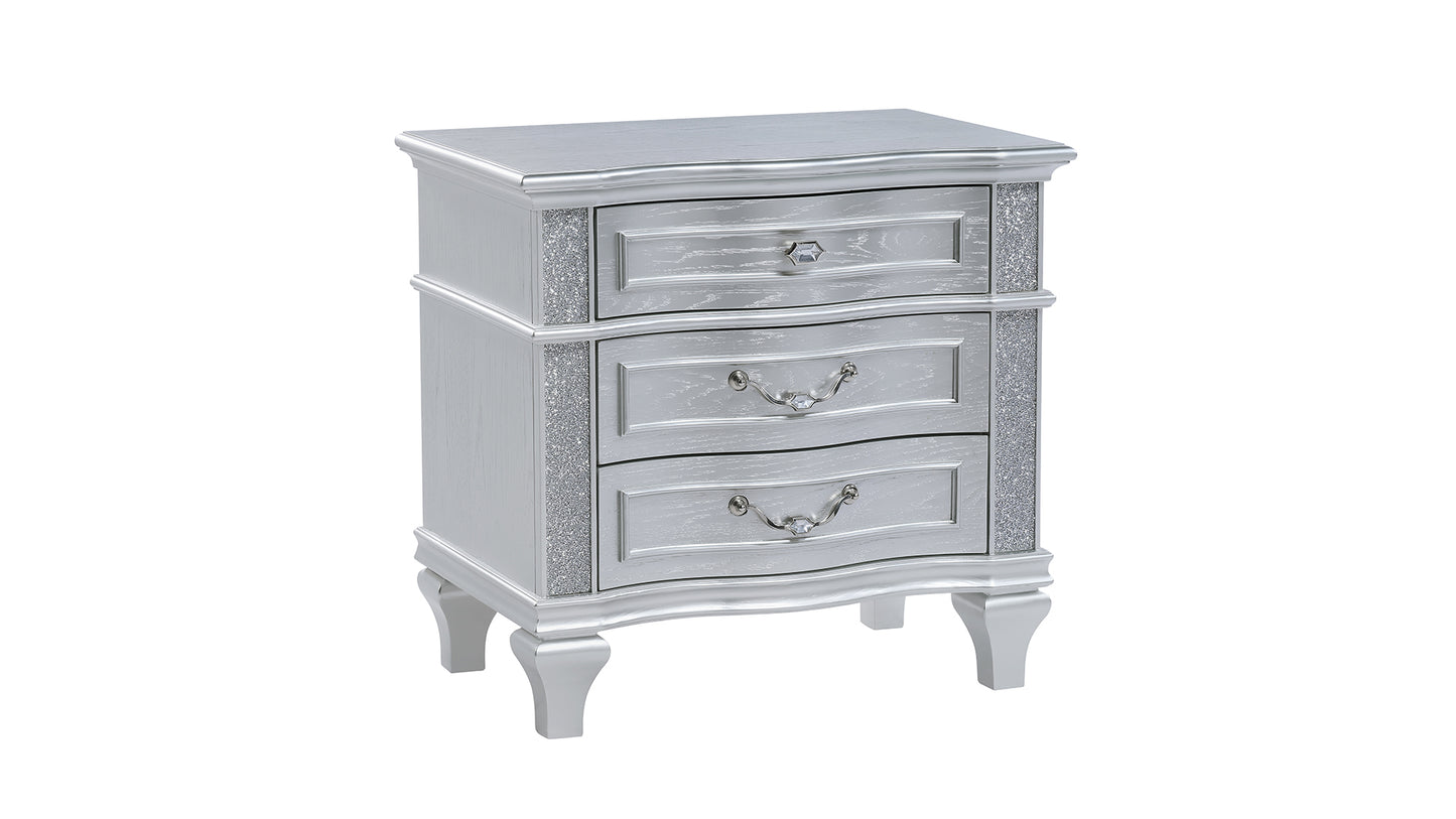 Mystic Contemporary Style Nightstand made with wood in Silver (INCLUDES ONLY NIGHTSTAND)