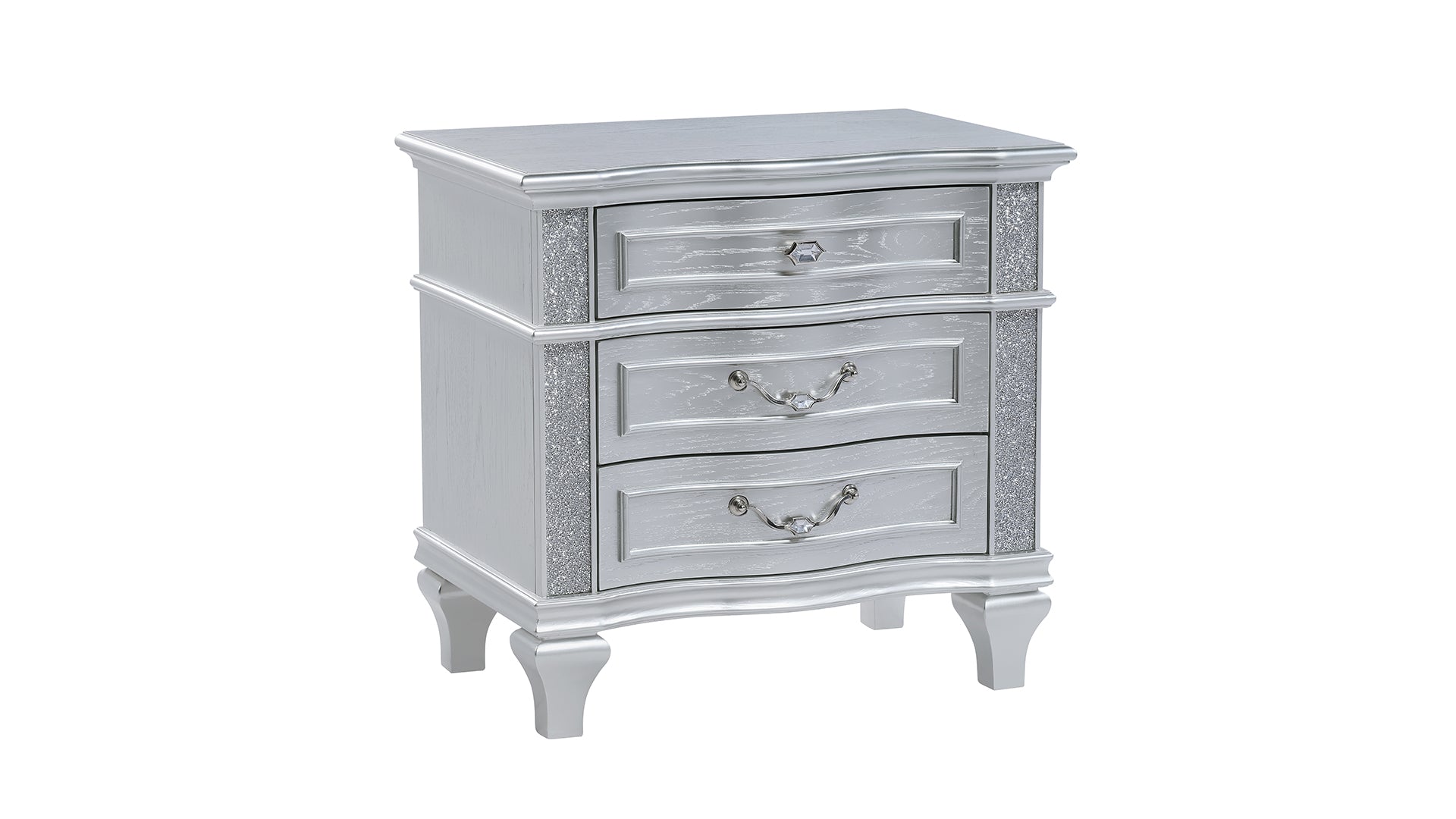 Mystic Contemporary Style Nightstand made with wood in Silver (INCLUDES ONLY NIGHTSTAND)