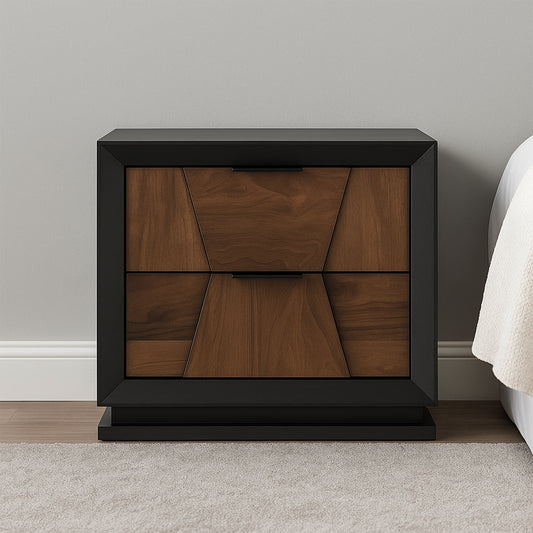 Houston Traditional Style 2-Drawer Nightstand Made with Wood in Walnut