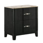 Opel Modern Nightstand with Sintered Stone Top & Smooth Drawer Glides in Black