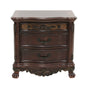 Elegant Style 1pc Nightstand of 3x Drawers Cherry Finish with Gold Tipping Traditional Formal Bedroom Furniture