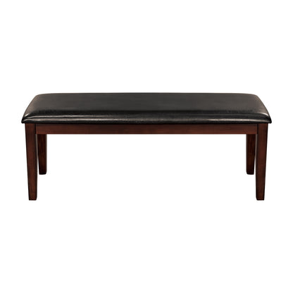 Classic Cherry Finish Wood Frame Bench 1pc Fabric Upholstered Seat Dining Furniture