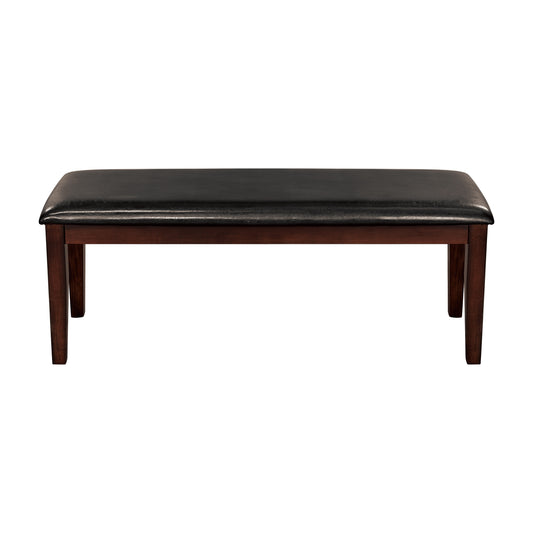 Classic Cherry Finish Wood Frame Bench 1pc Fabric Upholstered Seat Dining Furniture