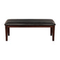 Classic Cherry Finish Wood Frame Bench 1pc Fabric Upholstered Seat Dining Furniture