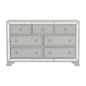Glamorous Silver Finish Dresser 1pc 7 Drawers Beveled Mirror Trim Modern Bedroom Furniture