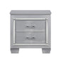 Glamourous Silver Finish 1pc Nightstand 2x Dovetail Drawers Faux Alligator Embossed Fronts Bedroom Furniture