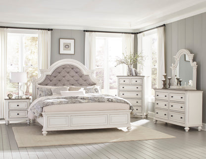 Antique White Wood Dresser for Bedroom Storage with 6 Drawers