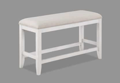 1Pc Transitional White Finish Fabric Upholstered Counter-Height Dining Bench