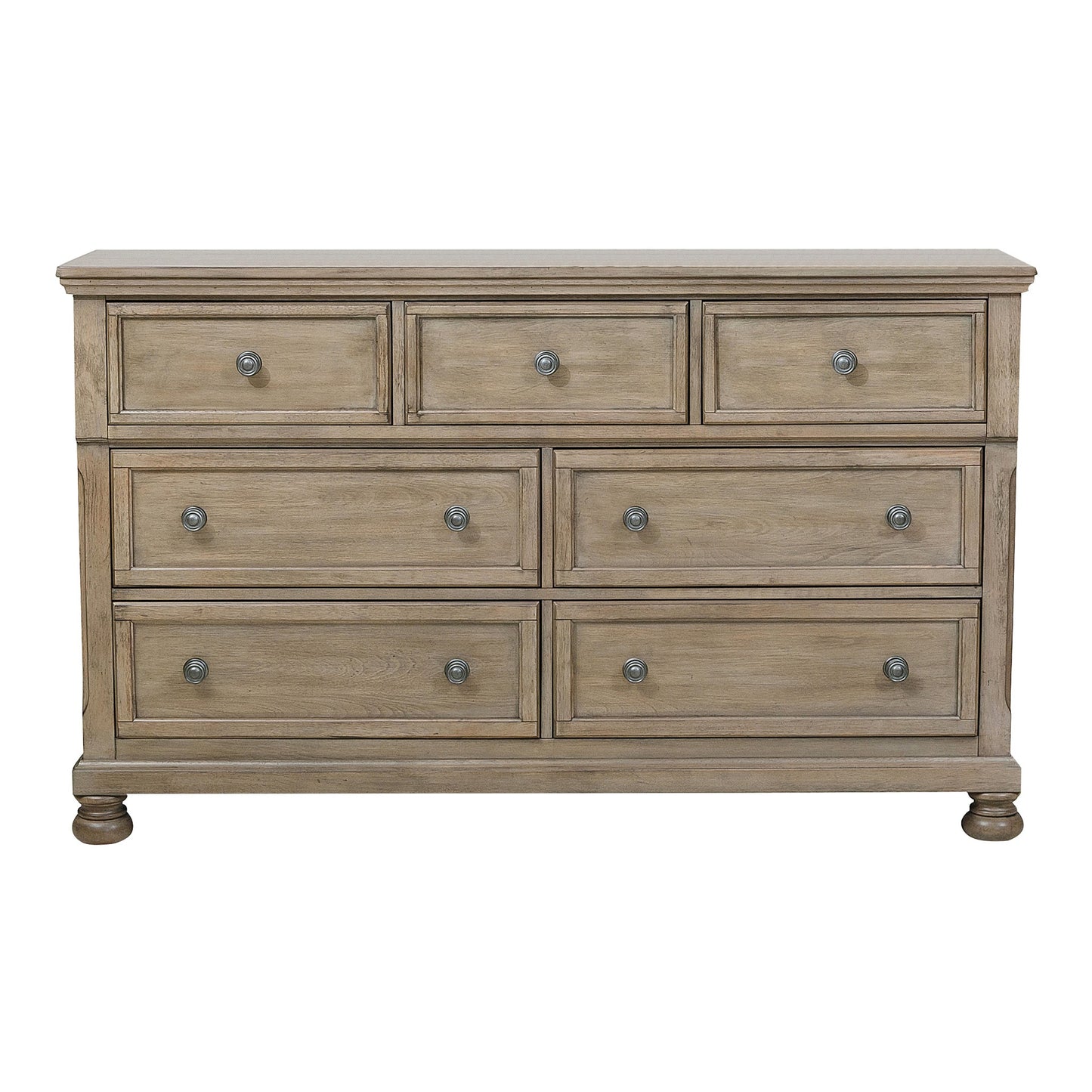 Gray Wood Dresser with 7 Drawers - Classic Bedroom Storage