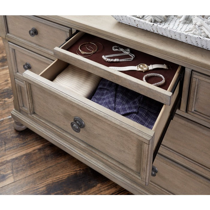 Gray Wood Dresser with 7 Drawers - Classic Bedroom Storage