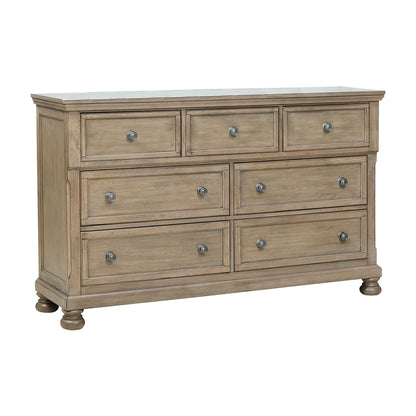 Gray Wood Dresser with 7 Drawers - Classic Bedroom Storage