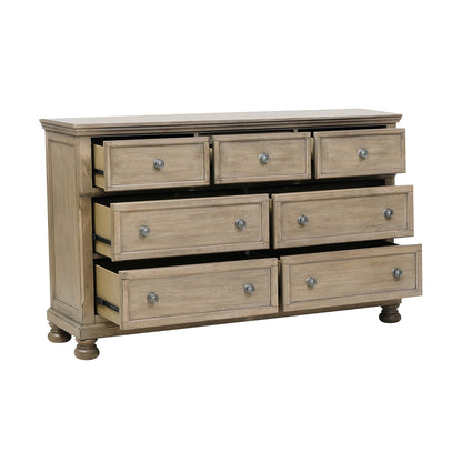 Gray Wood Dresser with 7 Drawers - Classic Bedroom Storage