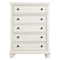 Casual White Finish 1pc Chest of Drawers Antique Bronze Tone Knobs Bun Feet Bedroom Furniture