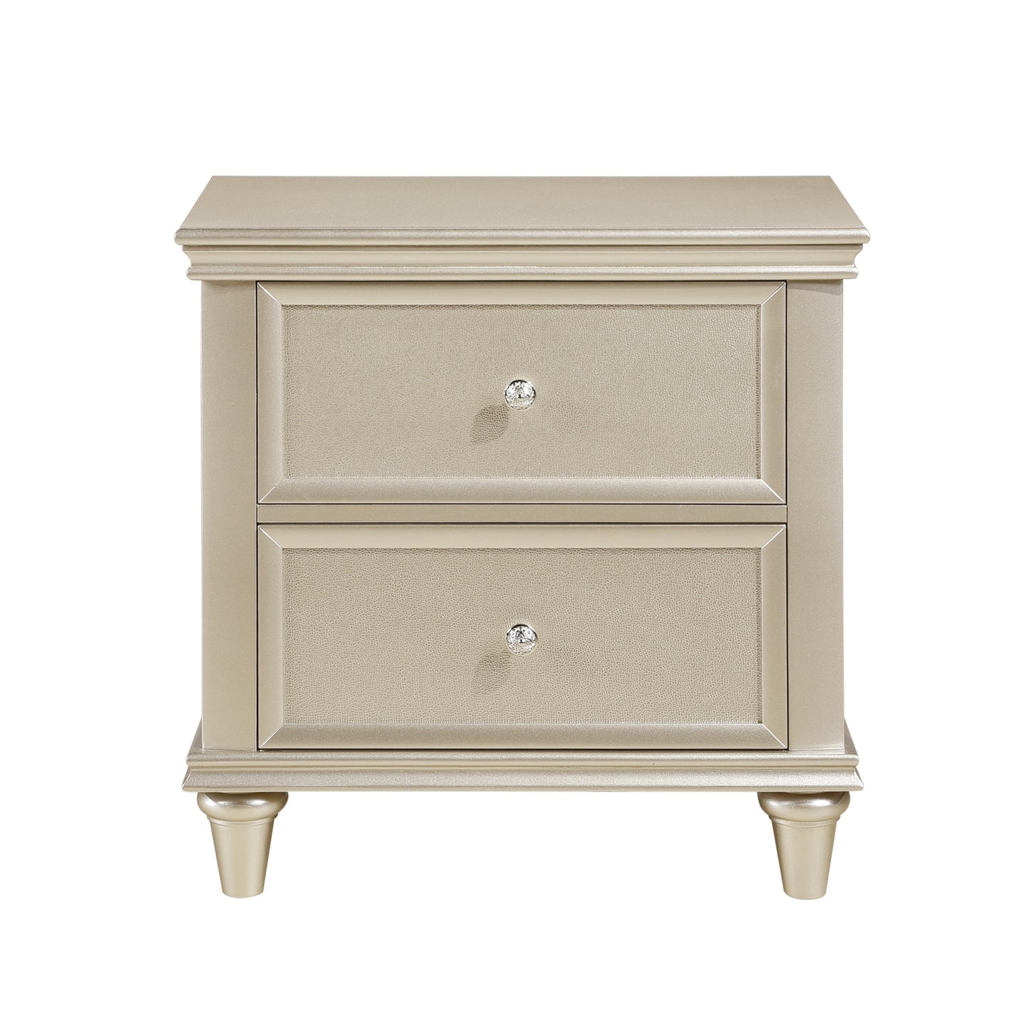 Silver Wood Nightstand with 2 Drawers - Bedroom Furniture