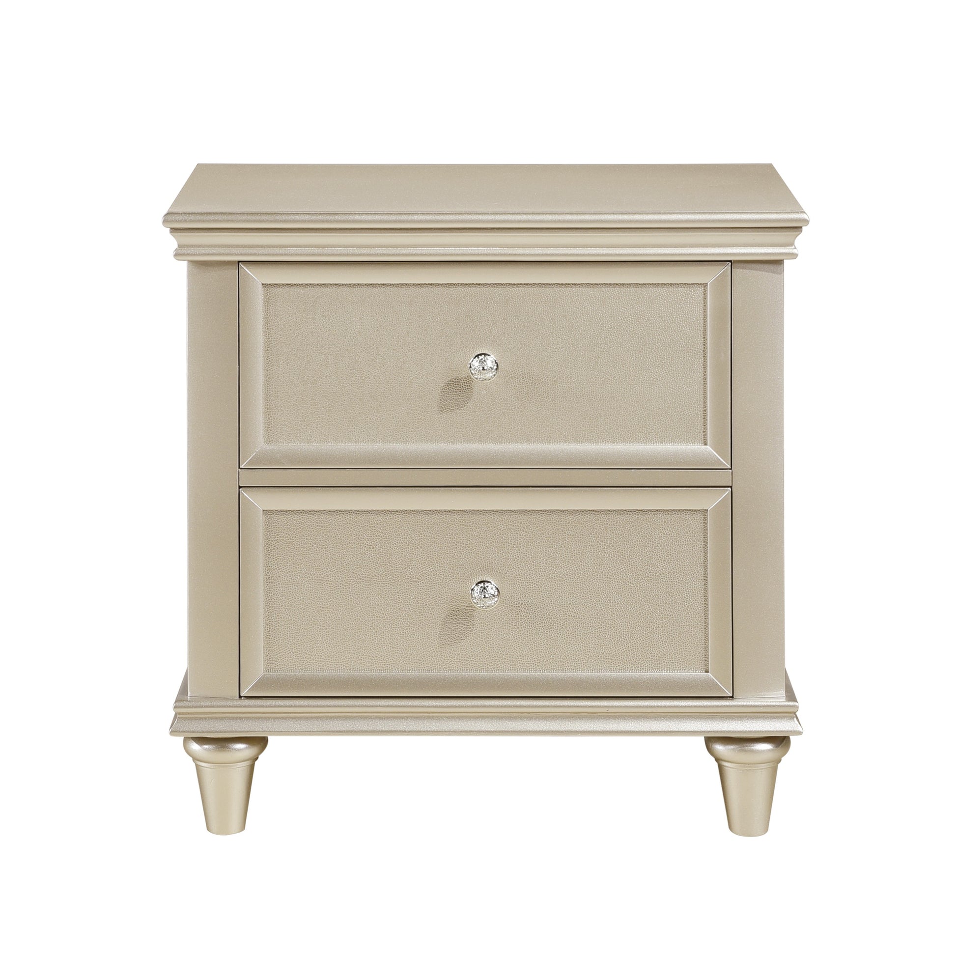 Silver Wood Nightstand with 2 Drawers - Bedroom Furniture