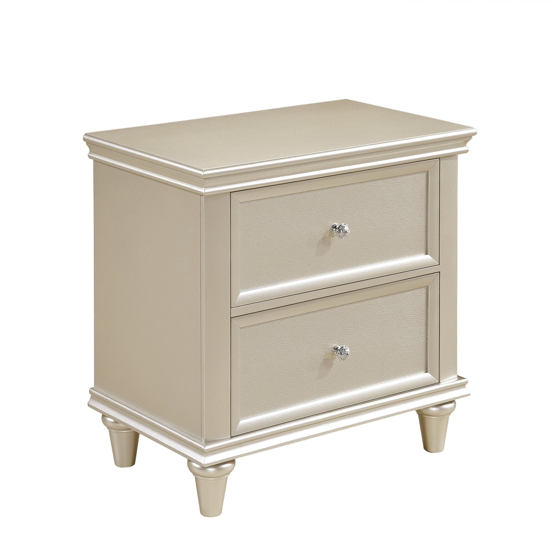 Silver Wood Nightstand with 2 Drawers - Bedroom Furniture