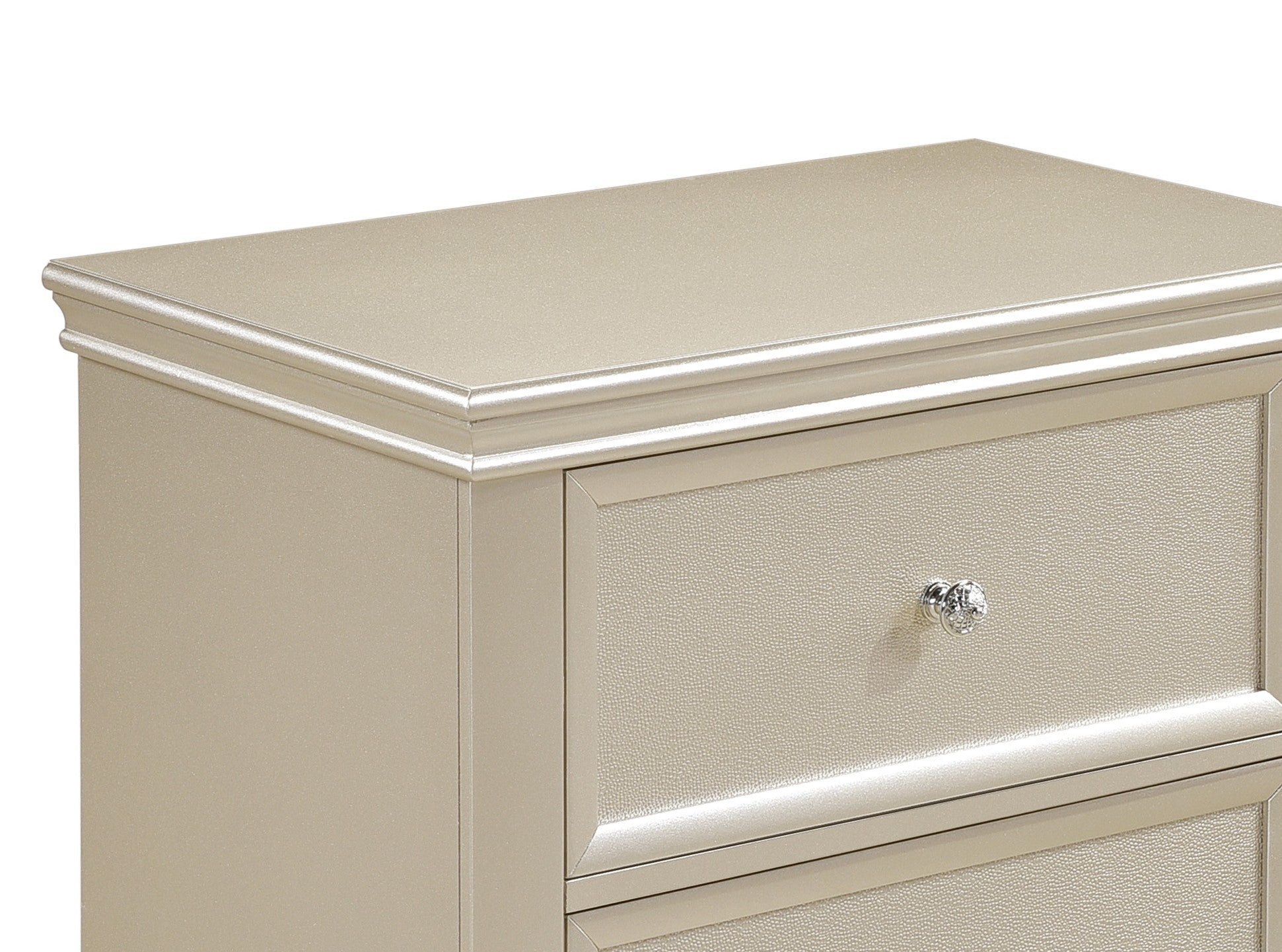 Silver Wood Nightstand with 2 Drawers - Bedroom Furniture