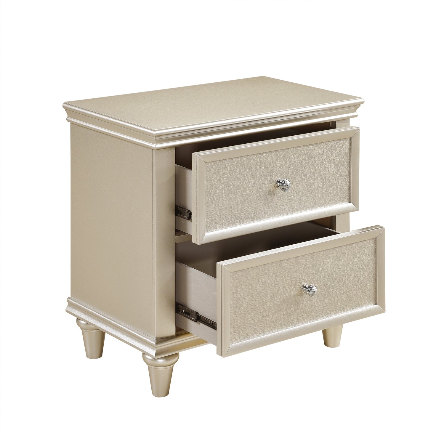 Silver Wood Nightstand with 2 Drawers - Bedroom Furniture