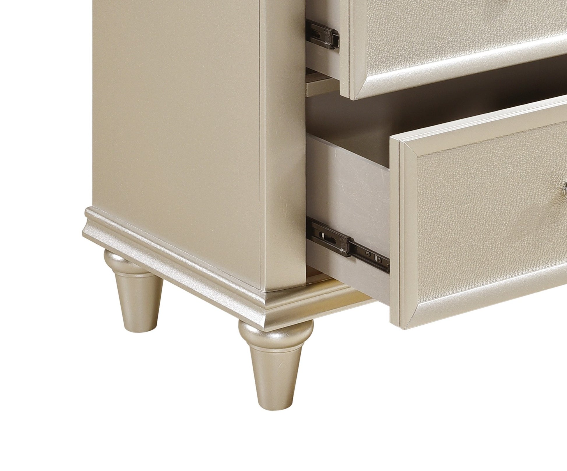 Silver Wood Nightstand with 2 Drawers - Bedroom Furniture