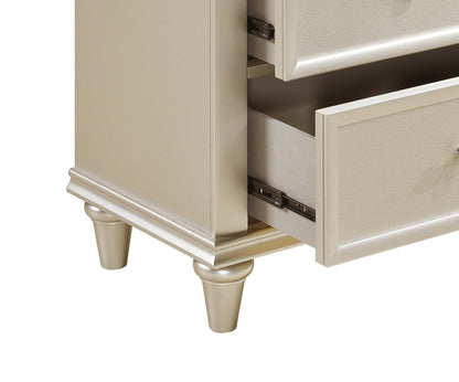 Silver Wood Nightstand with 2 Drawers - Bedroom Furniture