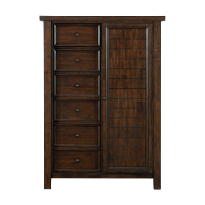 Classic Transitional Wardrobe Chest of 8x Drawers Storage Shelves Brown Finish Bedroom Furniture 1pc, No Assembly